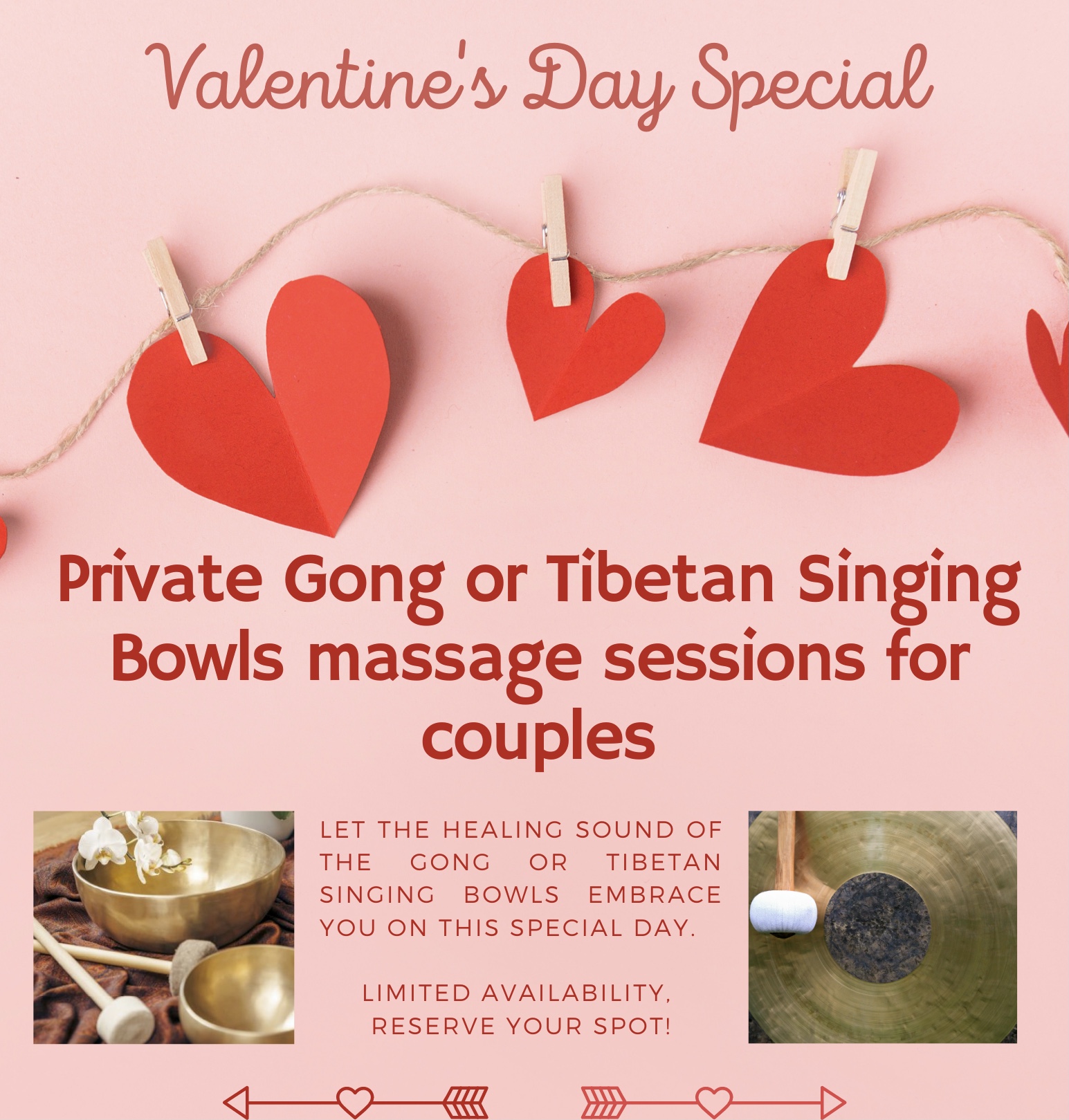 Private Gong or Tibetan Singing Bowls massage sessions for couples Let the Healing Sound of the Gong or Tibetan Singing Bowls embrace you on this special day. Limited availability, reserve your spot! - 1